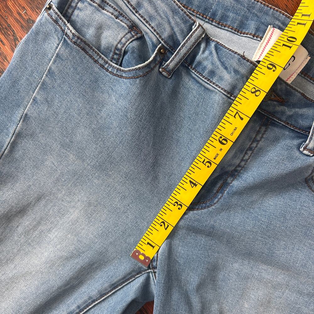 UO Vintage Patchwork Extreme Flare Y2K Jeans Light Blue Size 29 - Picture 11 of 14